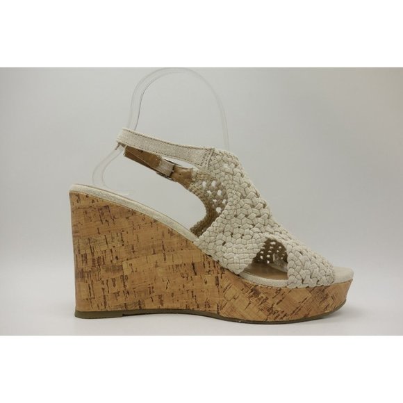 Mudd Beige Woven Casual Buckle Platform Wedge Heel Sandals Shoes Women's 10 M - Picture 6 of 11